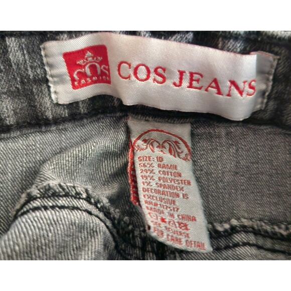 Ladies Cos Jeans Size 8 Bling Edging Dark Wash Gray - Picture 6 of 6